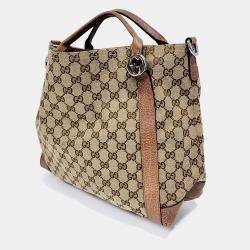 Pre Owned حقيبة كتف وتوتس غوتشي جاكار قماش بيج