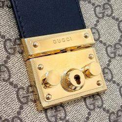 Pre Owned حقيبة كتف غوتشي بيج أسود PVC بقفل GG متوسطة الحجم