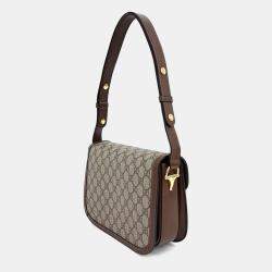 Pre Owned Gucci Beige PVC 1955 Horsebit Shoulder Bag