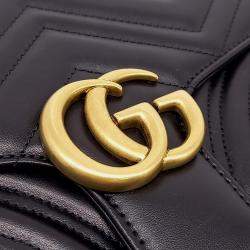 Pre Owned حقيبة كلتش غوتشي مارمونت ماتلاسية جلد سوداء