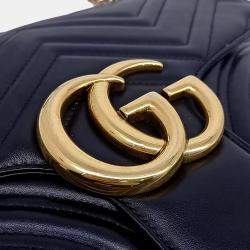 Pre Owned Gucci Black Leather Marmont Matrasse Shoulder Bag
