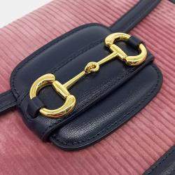 Pre Owned Gucci Navy Blue Pink Suede Gucci Navy Blue, Pink Suede 1955 Horsebit Shoulder Bag