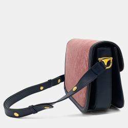 Pre Owned Gucci Navy Blue Pink Suede Gucci Navy Blue, Pink Suede 1955 Horsebit Shoulder Bag