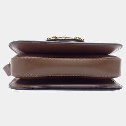 Pre Owned Gucci Beige, Brown Canvas 1955 Horsebit Shoulder Bag