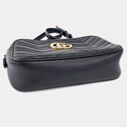 Pre Owned حقيبة كروس غوتشي جلد مارمونت سوداء