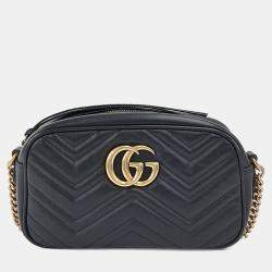 Pre Owned حقيبة كروس غوتشي جلد مارمونت سوداء