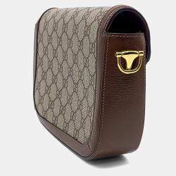 Pre Owned Gucci Beige, Brown Canvas and Leather Horsebit 1955 Mini Bag
