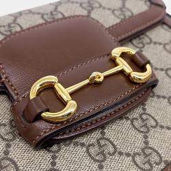 Pre Owned Gucci Beige, Brown Canvas and Leather Horsebit 1955 Mini Bag