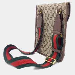 مملوكة مسبقًا Gucci Beige Brown Leather and PVC Neo Vintage GG Medium Messenger Bag