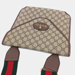 مملوكة مسبقًا Gucci Beige Brown Leather and PVC Neo Vintage GG Medium Messenger Bag