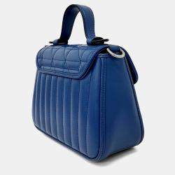 Pre Owned Gucci Blue Leather GG Marmont Mini Top Handle Bag