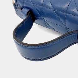 Pre Owned Gucci Blue Leather GG Marmont Mini Top Handle Bag