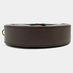 مملوكة مسبقًا Gucci Beige Brown Canvas and Leather Ophidia Mini GG Round Shoulder Bag
