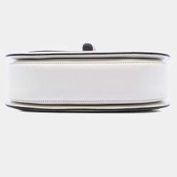 Pre Owned Gucci White Calfskin Frame Print Bamboo Top Handle Bag