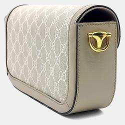 Pre Owned Gucci Beige Coated Canvas 1955 Horsebit Shoulder Bag