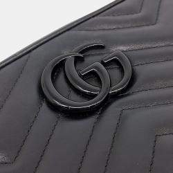 Pre Owned Gucci Black Leather Marmont Crossbody Bag