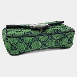 Pre Owned Gucci Green Fabric Fabric Super Mini Crossbody Bag