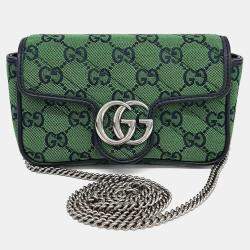 Pre Owned Gucci Green Fabric Fabric Super Mini Crossbody Bag