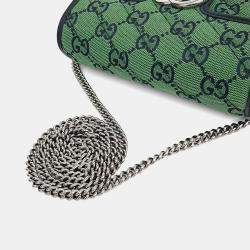Pre Owned Gucci Green Fabric Fabric Super Mini Crossbody Bag