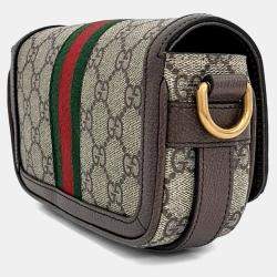 Pre Owned Gucci Beige PVC Ophidia Super Mini Shoulder Bag