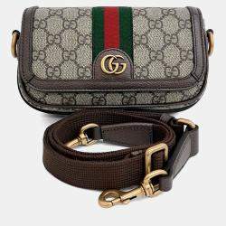 Pre Owned Gucci Beige PVC Ophidia Super Mini Shoulder Bag