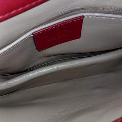 Pre Owned Gucci Red Leather Broadway Metal B Shoulder Bag