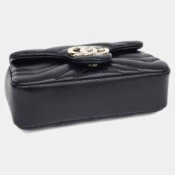 Pre Owned Gucci Black Leather GG Marmont Mini Shoulder Bag