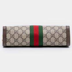 Pre Owned Gucci Brown Small GG Supreme Web Ophidia Chain Crossbody