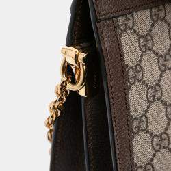 Pre Owned Gucci Brown Small GG Supreme Web Ophidia Chain Crossbody