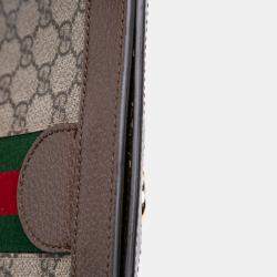 Pre Owned Gucci Brown Small GG Supreme Web Ophidia Chain Crossbody