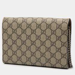 Pre Owned Gucci Brown GG Supreme Dionysus Chain Wallet
