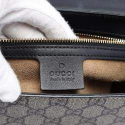 Pre Owned Gucci Blue Brown Medium GG Supreme Padlock Shoulder Bag