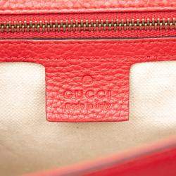 Pre Owned Gucci Red Medium GG Marmont Grained Leather Top Handle Satchel