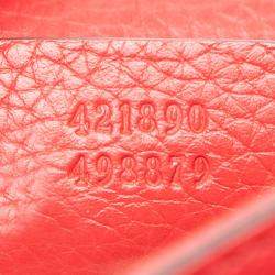 Pre Owned Gucci Red Medium GG Marmont Grained Leather Top Handle Satchel