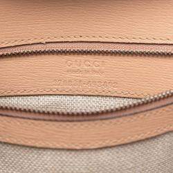 Pre Owned Gucci Brown Small Calfskin Blooms Bamboo Daily Satchel