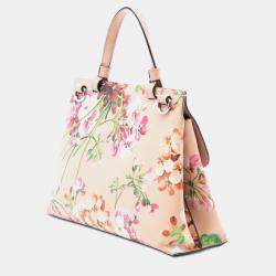 Pre Owned Gucci Brown Small Calfskin Blooms Bamboo Daily Satchel