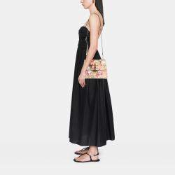 Pre Owned Gucci Brown Small Calfskin Blooms Bamboo Daily Satchel