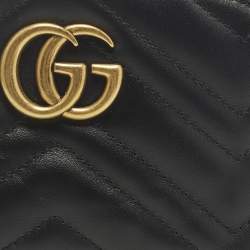 Pre Owned Gucci GG Marmont Black Matelasse Leather Cosmetic Case