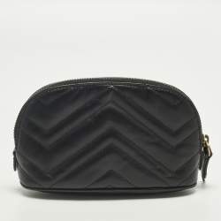 Pre Owned Gucci GG Marmont Black Matelasse Leather Cosmetic Case