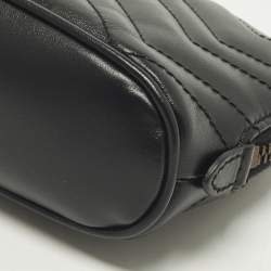 Pre Owned Gucci GG Marmont Black Matelasse Leather Cosmetic Case