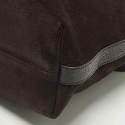 Pre Owned Gucci Ophidia Dark Brown Leather and Suede Open Tote