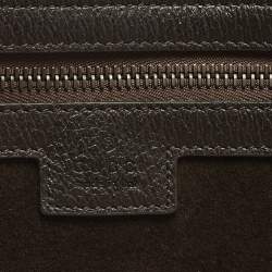 Pre Owned Gucci Ophidia Dark Brown Leather and Suede Open Tote