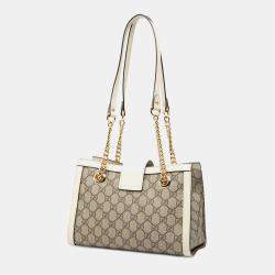 Pre Owned Gucci Brown Small GG Supreme Padlock Tote