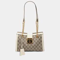 Pre Owned Gucci Brown Small GG Supreme Padlock Tote