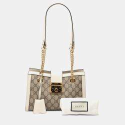 Pre Owned Gucci Brown Small GG Supreme Padlock Tote