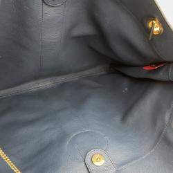 Pre Owned Gucci Blue/Red Large Web Suede Rajah Tote