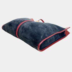 Pre Owned Gucci Blue/Red Large Web Suede Rajah Tote