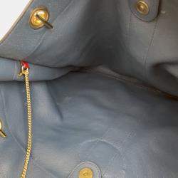 Pre Owned Gucci Blue/Red Large Web Suede Rajah Tote