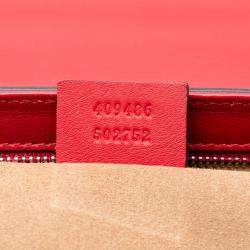 Pre Owned Gucci Brown Red Medium GG Supreme Padlock Shoulder Bag