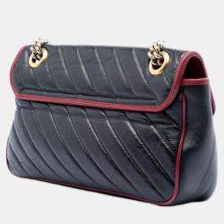 مملوكة مسبقًا Gucci Black Medium GG Marmont Matelasse Diagonal Leather Torchon Shoulder Bag